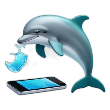 A dolphin who play with his smartphone sticker
