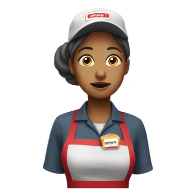 crying female fast food worker sticker