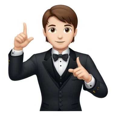 Butler, Front Pose, brown hair, white skin, pointing to the right sticker