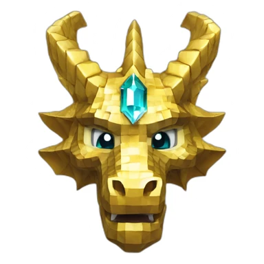 Minecraft Glitter Gold Dragon Head With Diamond Horn sticker
