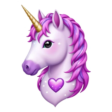 magical unicorn with Braided  mane  themed heart  sticker