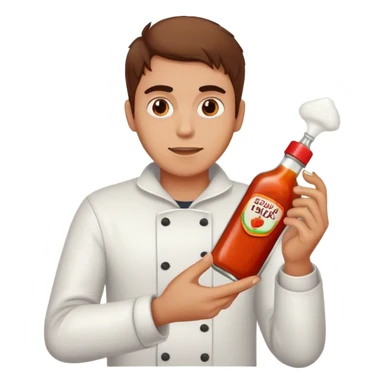 brown hair guy holding hot sauce and salt sticker