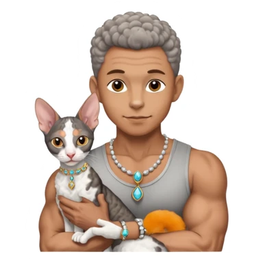 muscular man with jewelry with Cornish Rex cat sticker