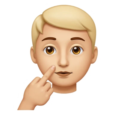 A classic emoji nose, no face, with a pointer finger touching the tip of it sticker