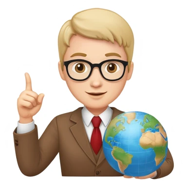 English teacher pointing to a globe, friendly expression sticker