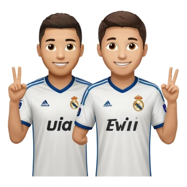 Prime noodle hair ronaldo and prime 2012 messi Smiling in one Photo and make it realistic Ronaldo wearing Number 7 With Madrid and Messi wearing number 10 with barca  sticker