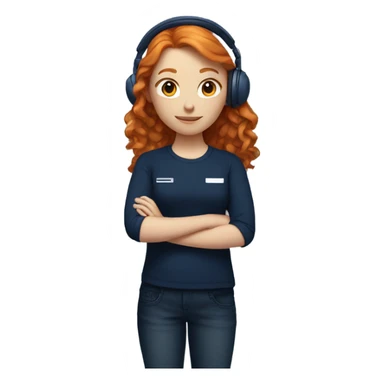 Ginger girl wearing navy blue headphones sticker