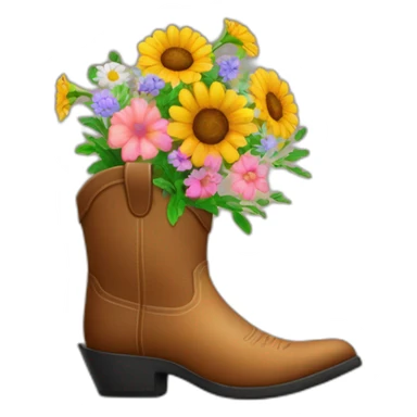 A cowboy boot with a bouquet of flowers in it sticker