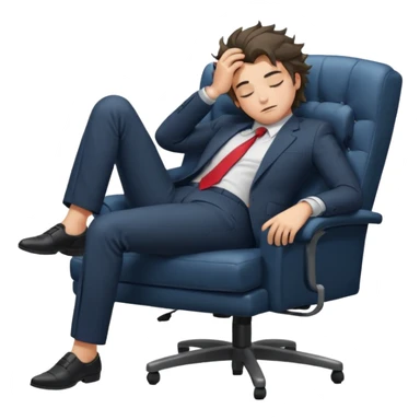 Boss sleeping in a chair with her legs up on the desk sticker