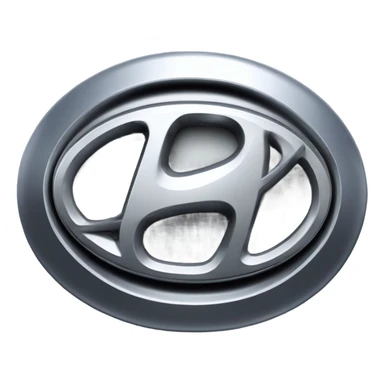 A highly detailed, photorealistic image of a Hyundai car emblem, stylized “H” enclosed in an oval shape sticker