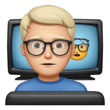 bored man watching television
 sticker