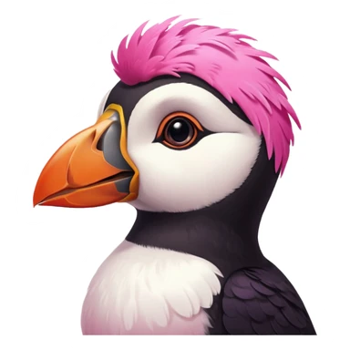 pink puffin pink feathers thought bubble sticker