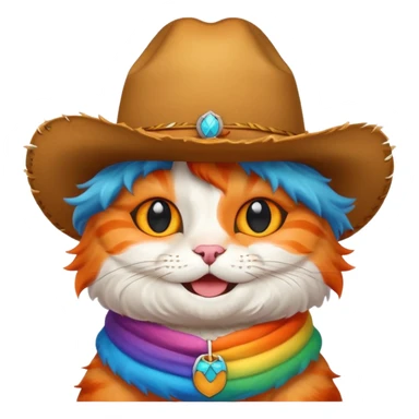 Rainbow cat with cowboy hat sticker