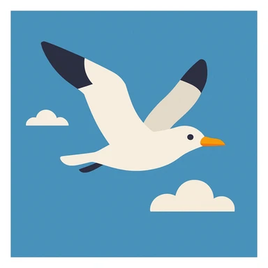 Flat design style seagull in the sky sticker
