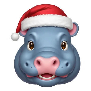 hippo wearing santa hat sticker
