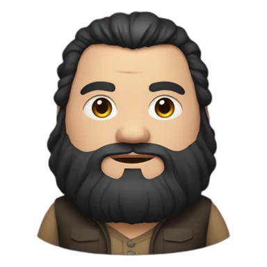 Short man with lots of black hair and beard, very fat, dressed like a bum taht looks like hagrid sticker