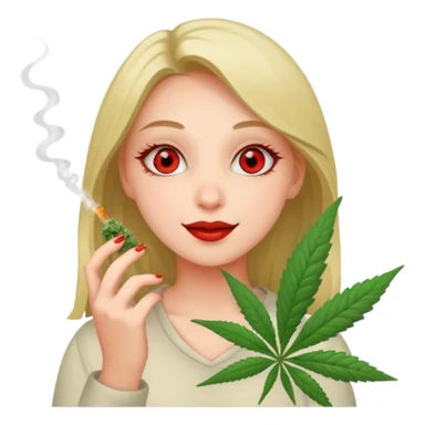 Girl happy smelling marijuana  sticker