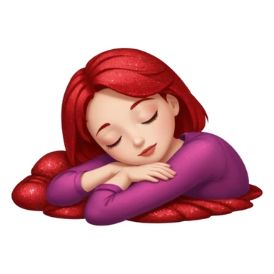 red glitter girl with eyes lying on the floor sticker