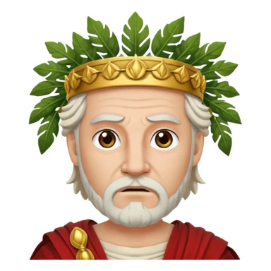 evil ancient greek king with toga wreath of leaves on head sticker