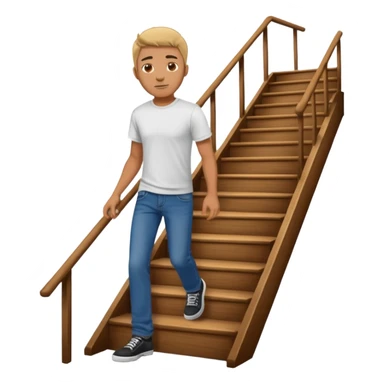 apple style emoji of a man walking up a staircase sticker