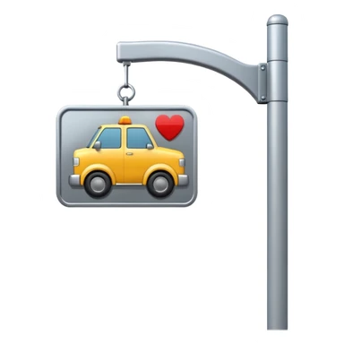 A 3D cartoon street sign showing a towing symbol, on a metal pole, clean background, Memoji-style rendering. sticker