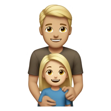 happy family dad with brown hair with blonde mom and blonde baby boy sticker