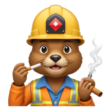 beaver smoking wearing a hard hat emojis funny sticker