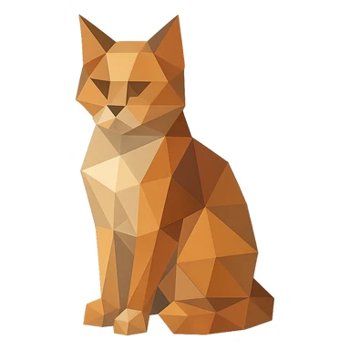 illustration of a cat made of geometric shapes in polygonal style sticker