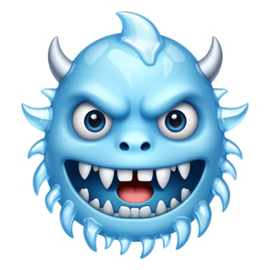 a pale blue monster face with ice details sticker