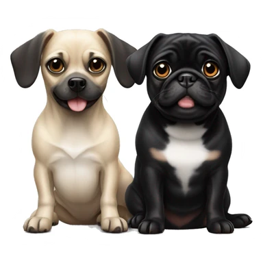 black dachshund and white pug playing sticker