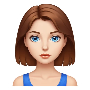 generate super hot girl with brown hair and blue eyes sticker