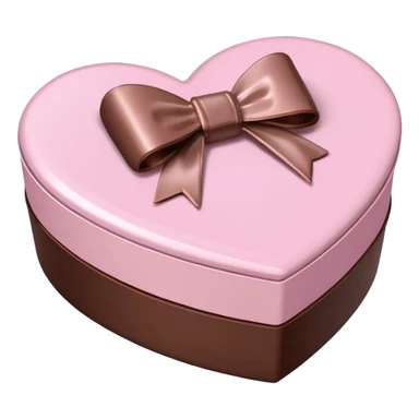 pale pink heart box, pale pink bow, filled with chocolates inside sticker