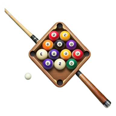 A close-up of a pool cue aimed at a set of colorful billiard balls resting on a green felt table. The focus is on the cue stick and the arrangement of balls, with subtle details of the game’s texture and atmosphere, emphasizing the precision and skill of billiards. sticker