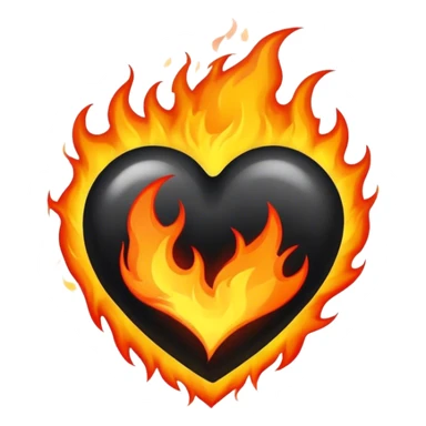 Black heart on fire sticker