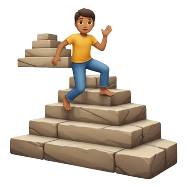 apple style emoji of a man ascending steps sticker