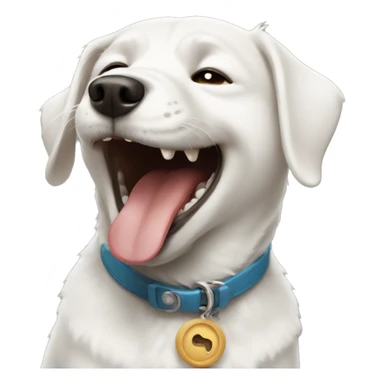 A white dog laughing  sticker