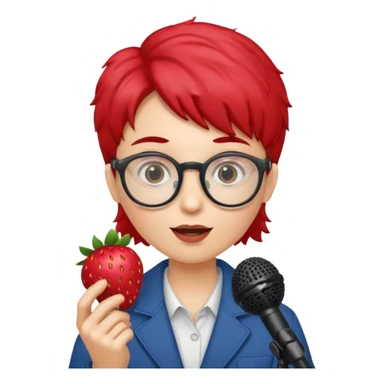 strawberry front the mic with glasses  sticker