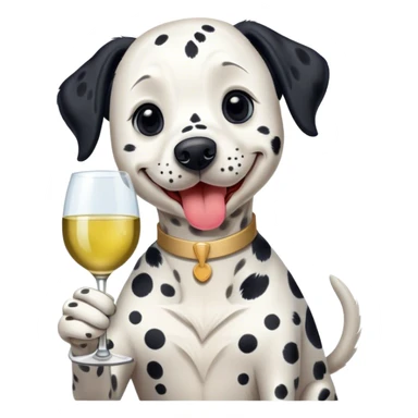 Dalmatian dog drinking white wine sticker