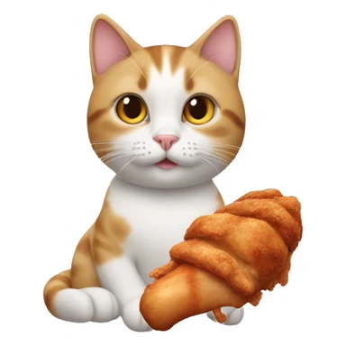 Cat holding a chicken wing sticker