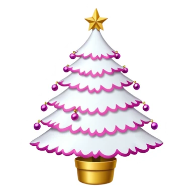 WHITE CHRISTMAS TREE WITH PINK BOWS AND GOLD TINSEL sticker