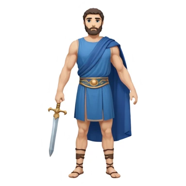 ancient greek man full length no weapons blue tunic sticker