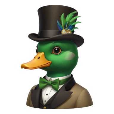 Create a mallard which has a hat and a monocle
 sticker