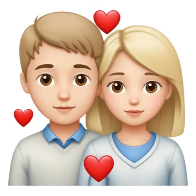 girl and boy in love with hearts between them sticker