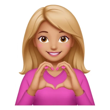 Smiling girl doing the Japanese  heart sticker