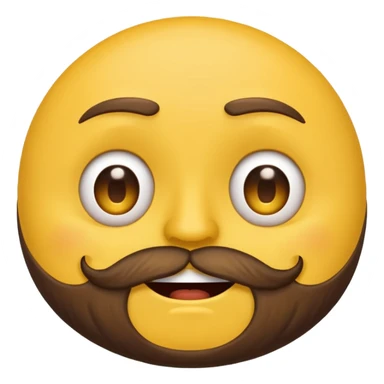 classic yellow emoji face with a beard, split between happy and sad expressions sticker