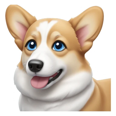 tan and white corgi with bright blue eyes sticker