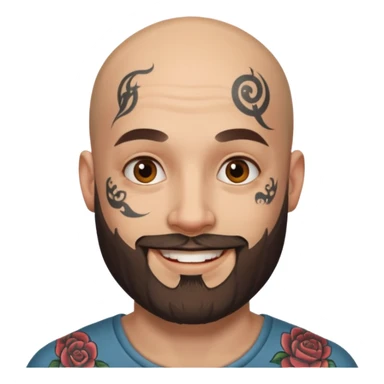 bald bearded man with face tattoo sticker