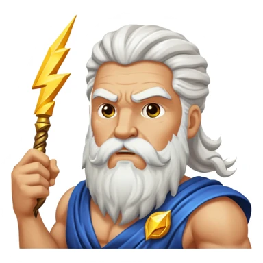 Zeus thunder god with lightning bolt and white beard sticker