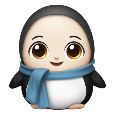 Infant girl blue eyes light brown hair fair skin in a penguin black and white swaddle sticker