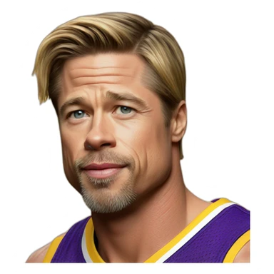 brad pitt wearing lakers jersey sticker
